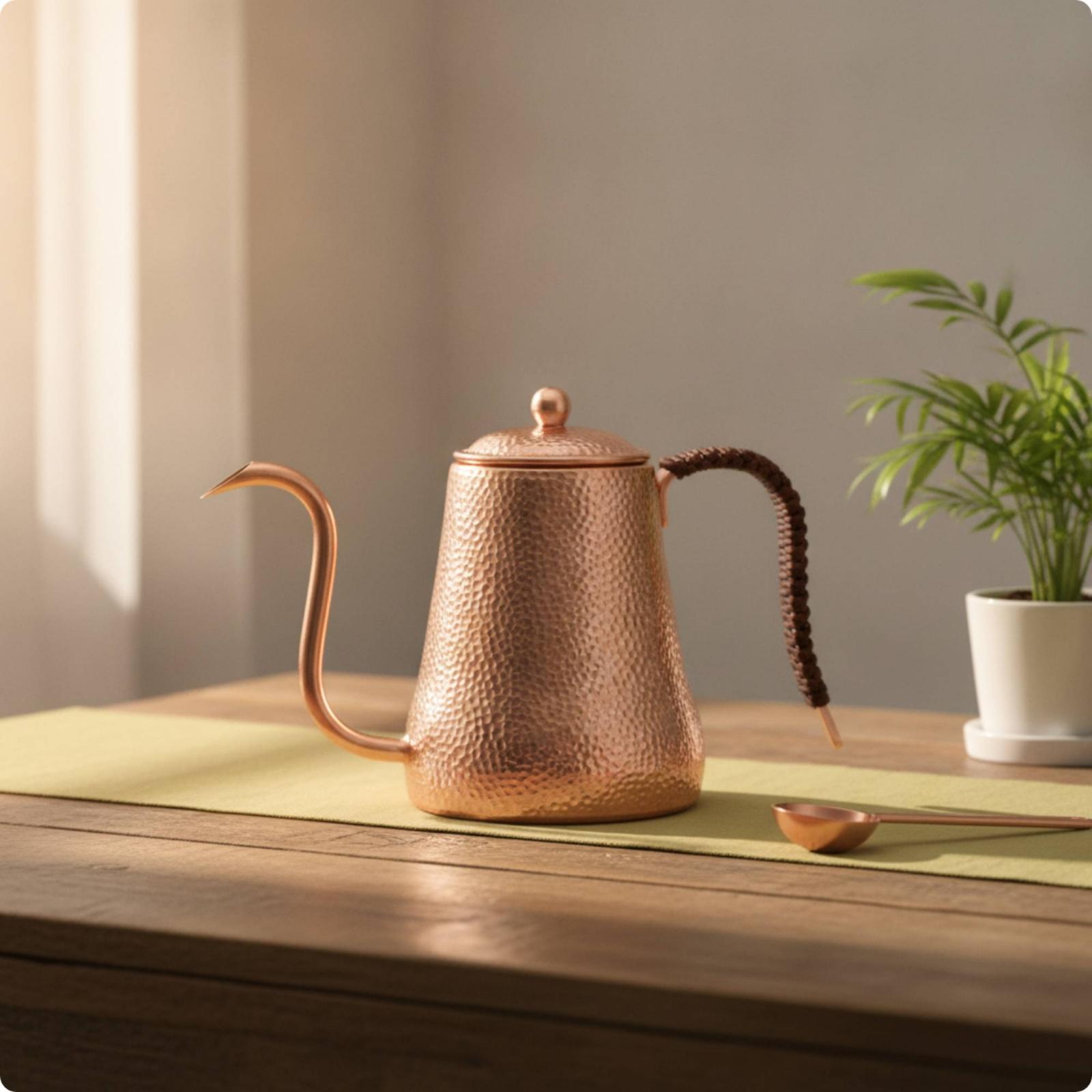 Coffee Tea Pots - Koperen zwanenhalsketel, gehamerde koperen ketel, handgemaakte