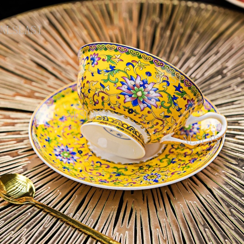 Coffee Tea Spoon - 220ml Chinese Bloemmotief Bone China Theekop