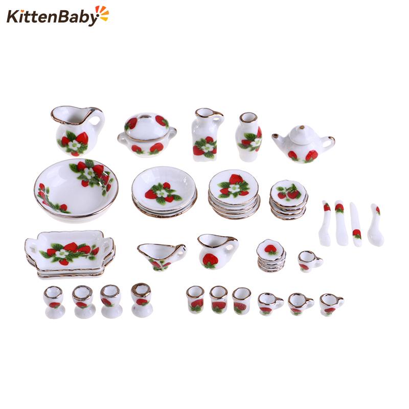 Coffee Tea Sugar Set - 1 Set 1:12 Miniatuur Poppenhuis Bloem