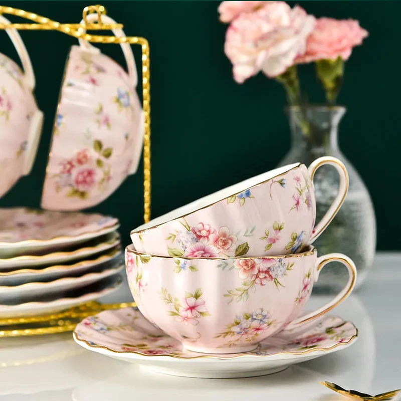 Coffee Tea Spoon - 3-delige/theeservies in pastorale stijl, bloemenmotief, keramiek,