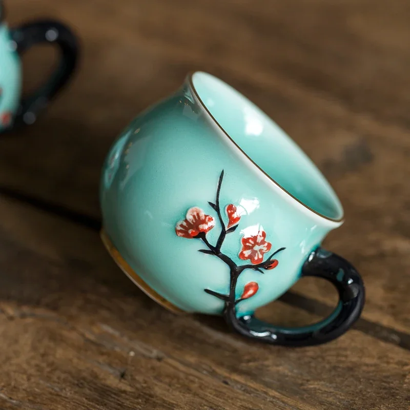 Coffee Tea In Chinese - Chinese handgemaakte pruimpatroon keramische theekop kleine
