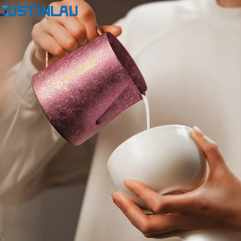 Barista Milk Jug - JUSTINLAU 600ml Pure Titanium Melkkan Antibacteriële