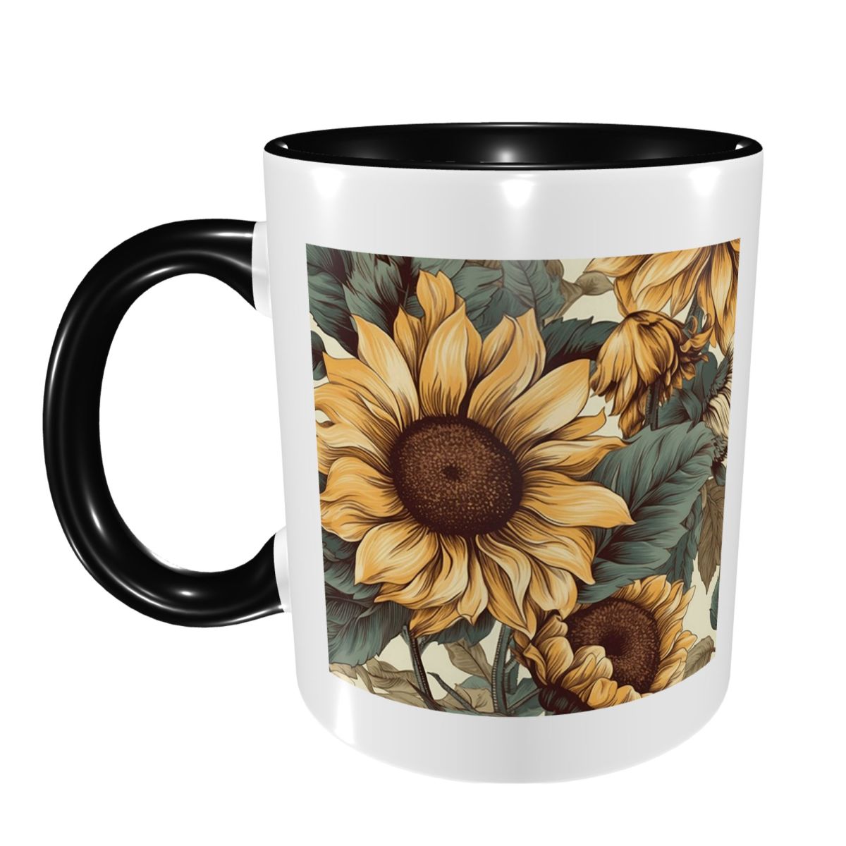 Draw Coffee And Tea - Gouden Zonnebloem Cluster Vintage Botanische Tekening